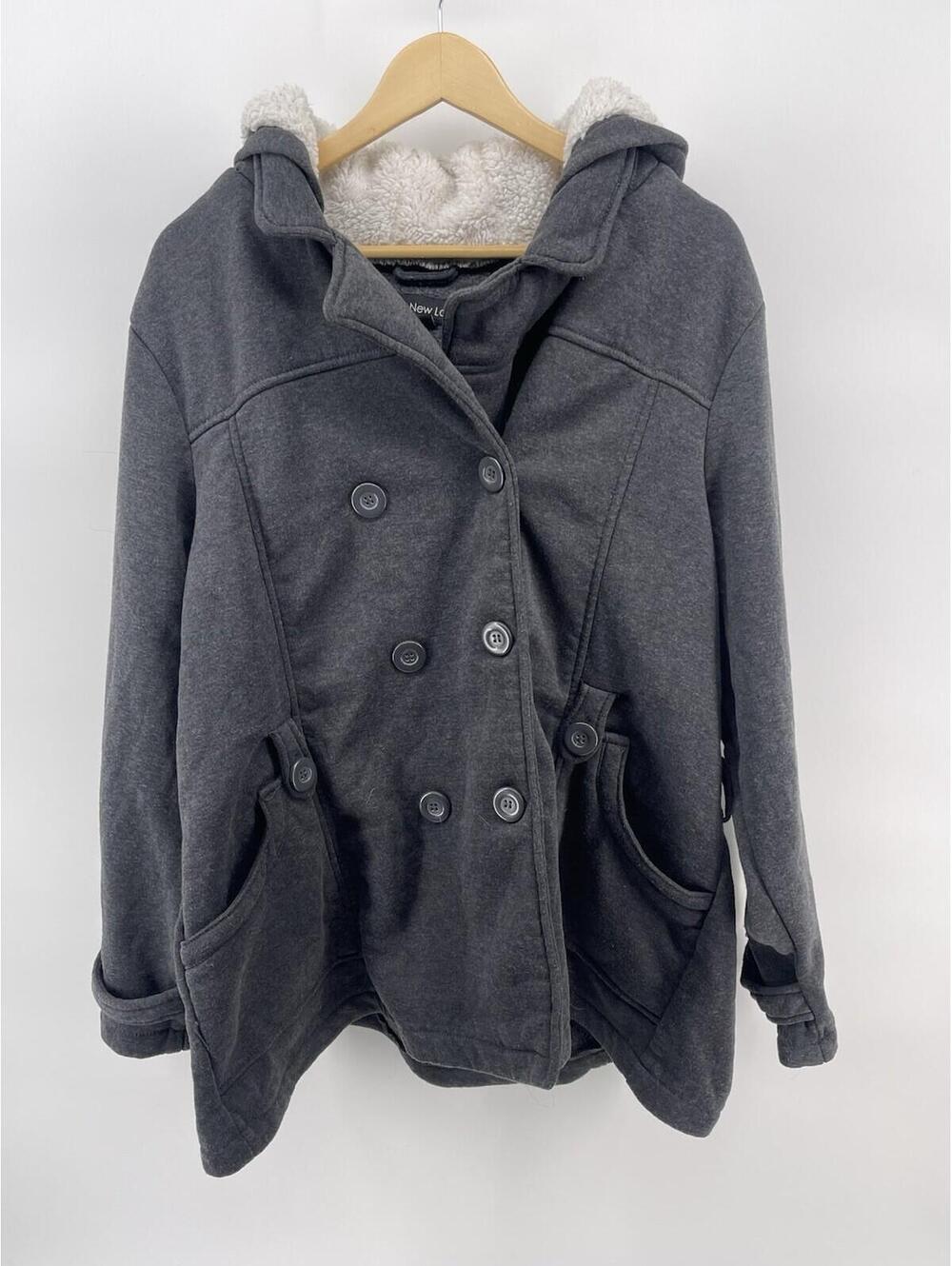 New Look Blend Double Breasted Grey Coat Winter Womens 3X